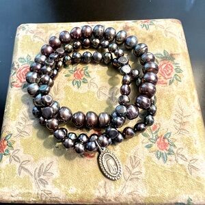 Artisan Made Irridescent Pearl Stack Bracelets